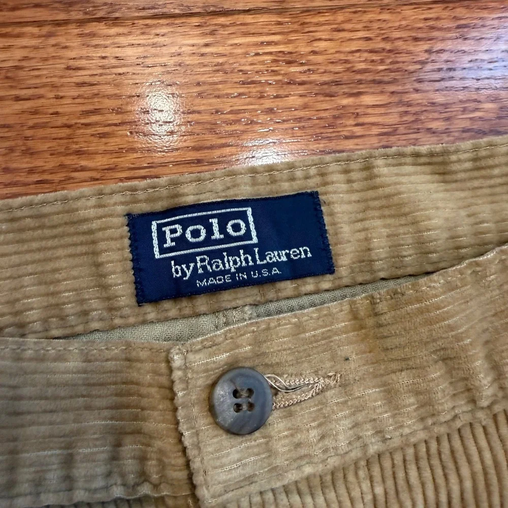 Vintage Polo Ralph Lauren Corduroy Pants Mens 36x30 Pleated USA Made Talon Zip